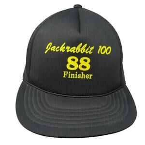 Jackrabbit 100 88 Finisher Trucker Hat Black OS Adjustable Mesh Back Madhatter